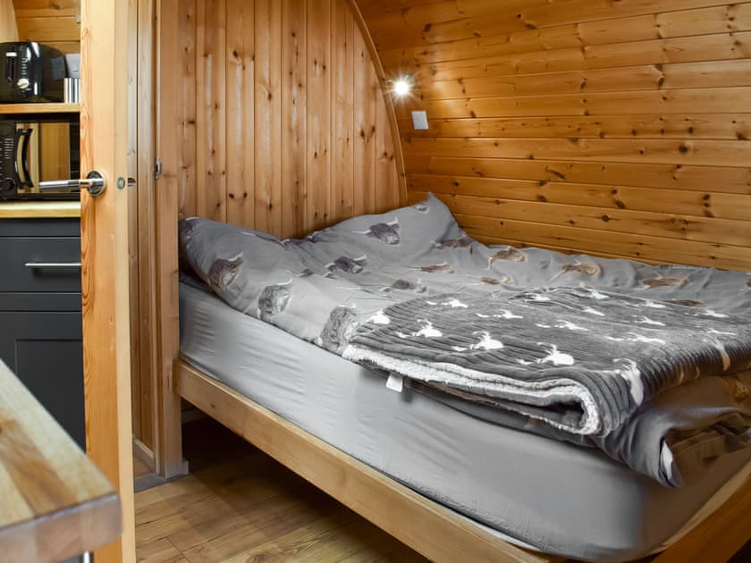 Comfortable double bed | Withy Bottom - Moorside Glamping Pods, Corney, near Millom