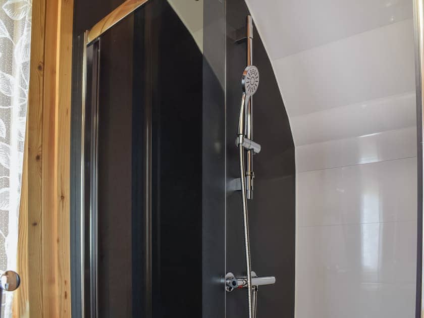 Shower room with heated towel rail | Withy Bottom - Moorside Glamping Pods, Corney, near Millom