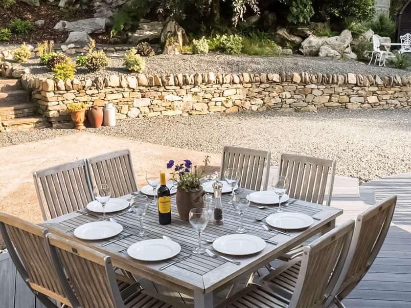 Dine al fresco in the sun trap courtyard | Tigh-na-Creige, Colintraive