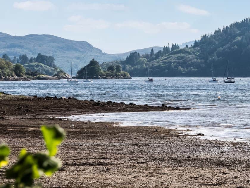 The view south to Eilean Dearg where the Campbell’s castle was blown up by the Royal Navy | Tigh-na-Creige, Colintraive