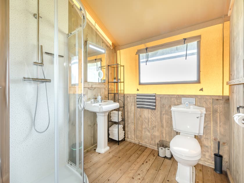 Shower room | Muntjac - Hawthorns Glamping, Foxley, near Dereham