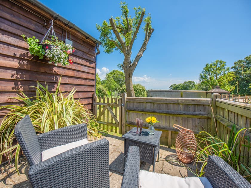 Sitting-out-area | Stag Lodge - Egmont Farm, Northiam, near Rye