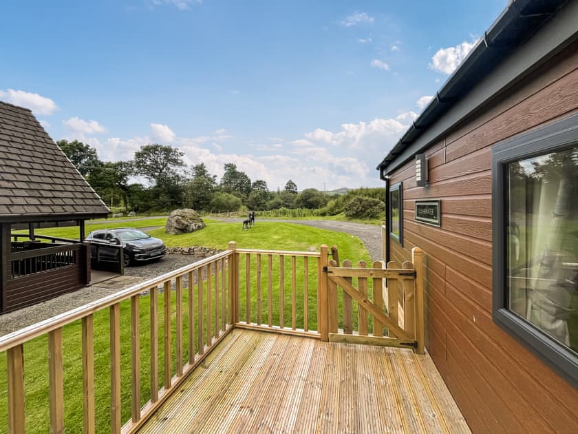 Outdoor area | Lodge Two - Bonnie Escapes, Dalbeattie