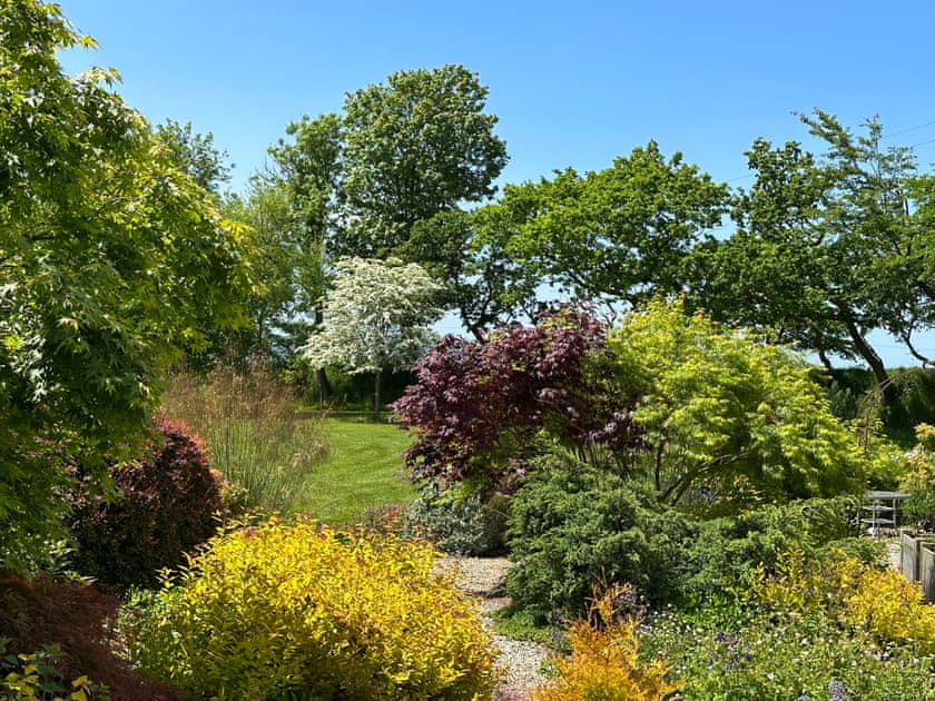 Colourful, mature, well-stock flowerbeds attract an abundance of wildlife | The Headmaster’s Cottage, South Hill, near Tamar Valley