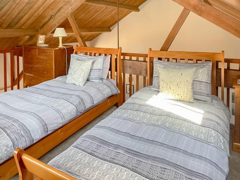 Galleried Twin bedroom | Heron - Caves Farm Barns, Near Ely