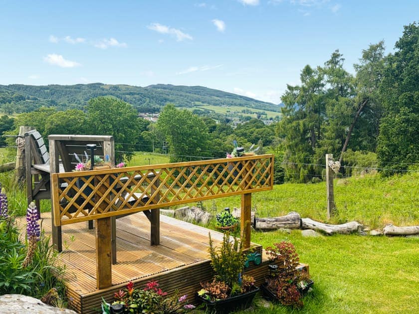 Wonderful open views over to Aberfeldy from Lyon Lodge’s peaceful garden | Lyon Lodge, Aberfeldy