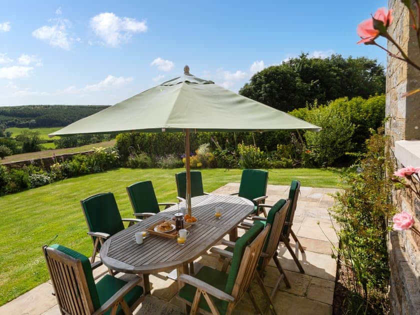 Sitting-out-area | Thirley Cotes Farmhouse, Harwood Dale, near Scarborough