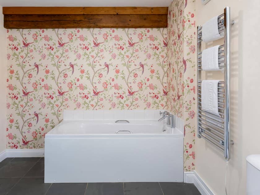Large bathroom with bath and separate shower cubicle | Holly Cottage, Harwood Dale, near Scarborough