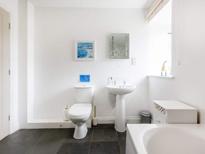 Family bathroom with shower cubicle and bath | Oak Cottage, Harwood Dale, near Scarborough
