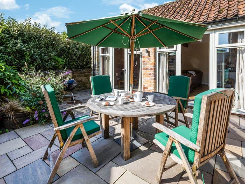 Outdoor dining furniture on the patio | Willow Cottage, Harwood Dale, near Scarborough