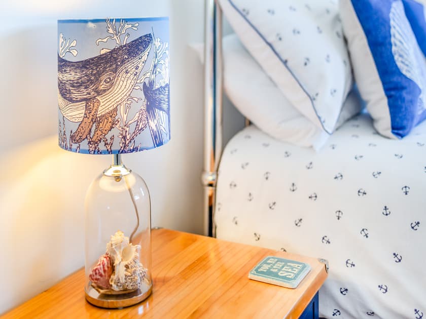 Dual aspect seaview kingsize ensuite with dressing area, comfy deep mattress and Seasalt bedding | Tregarrek, Helston & The lizard