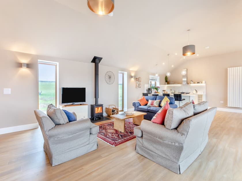 Open plan living space | Hollyhocks - Glebe Farm, Woodford