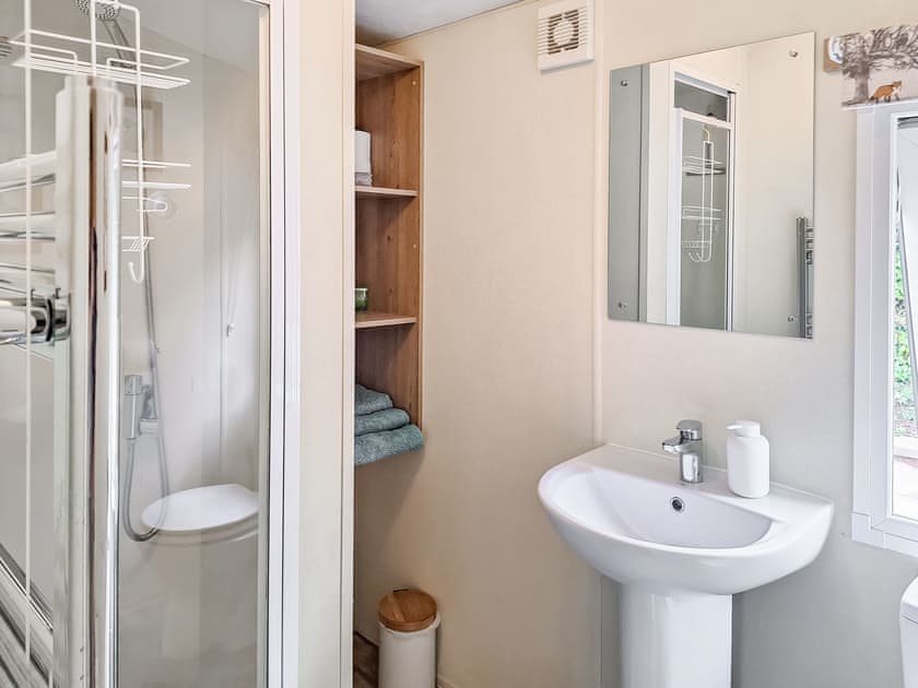 Shower room with extractor fan. The shower has a good flow | Glen Y Nant, New Radnor, near Presteigne