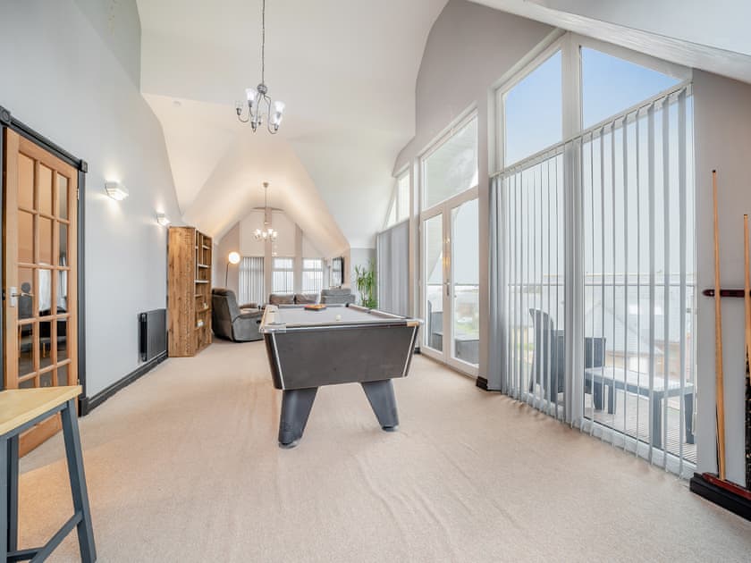 Pool table and large windows/ doors leading onto balcony |  7 Military Drive - Military Drive, Portpatrick, near Stranraer