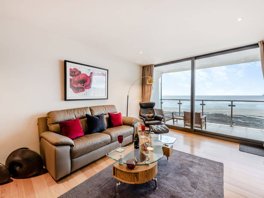 Attractive open-plan living space with stunning sea views | Apartment 50, Westward Ho!