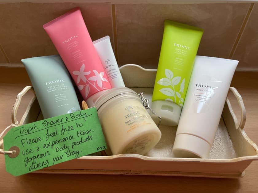 A selection of Tropic Shower and Body products to experience during your stay at White Stones Cottage | White Stones Cottage, Caister-on-Sea, near Great Yarmouth