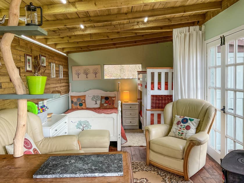 Living area | The Cabin In The Woods - Tanyrallt Holidays Lets, Llanybydder, near Lampeter