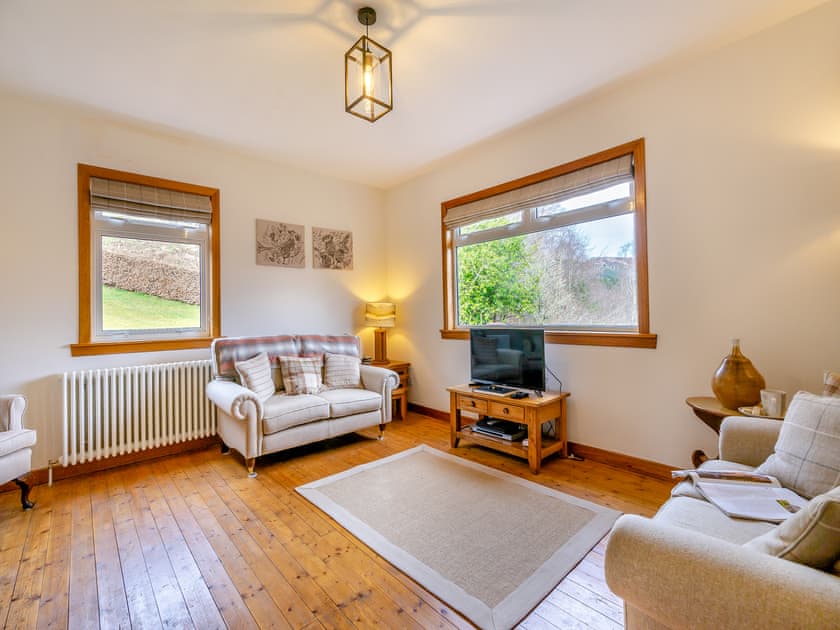 Living room | Clunie Dam Lodge, Loch Tummel
