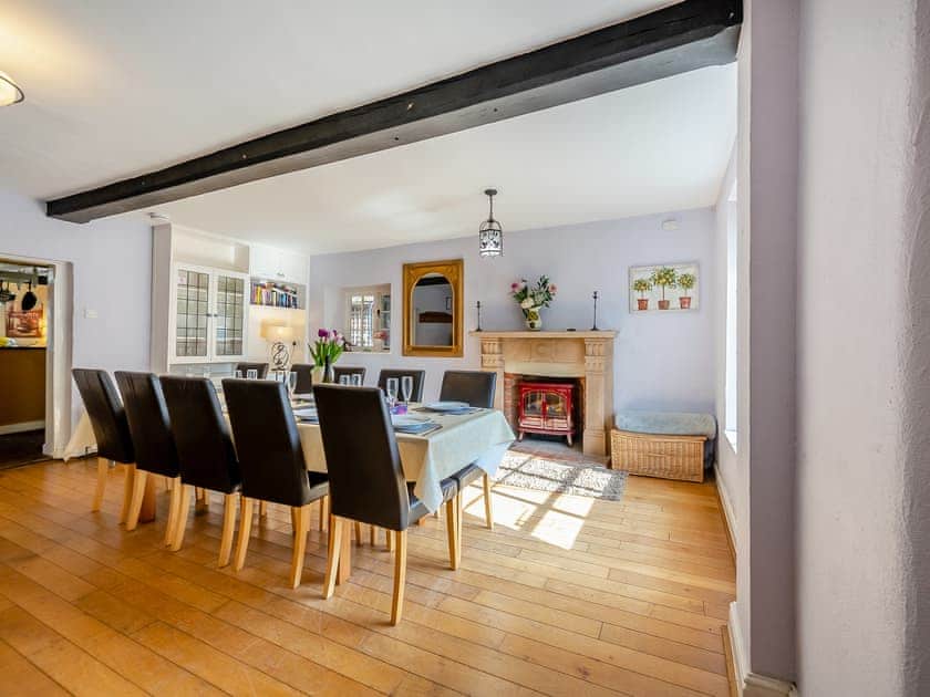 Dining room with fireplace and Optiflame fire  | Middle Farm, East Harling, near Thetford