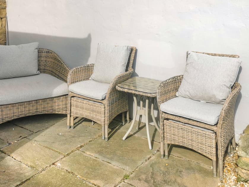 Seating area on rear patio | Gibson House, Newbiggin by the Sea