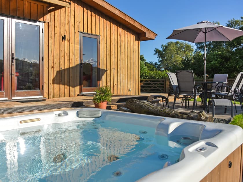 Hot tub | Ash Lodge at Lon Lodges, Near Rhayader