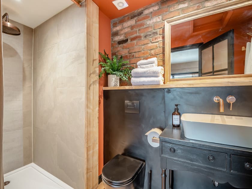 Shower room with wireless waterfall shower | Little Barn, Great Cheverell