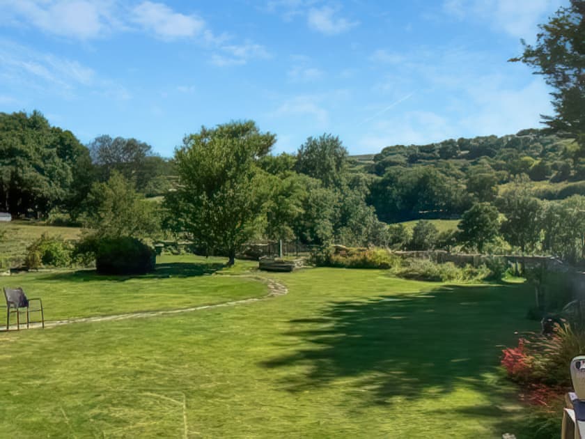 Amazing view from patio overlooking owner’s garden | Tanlake Barn, Chard