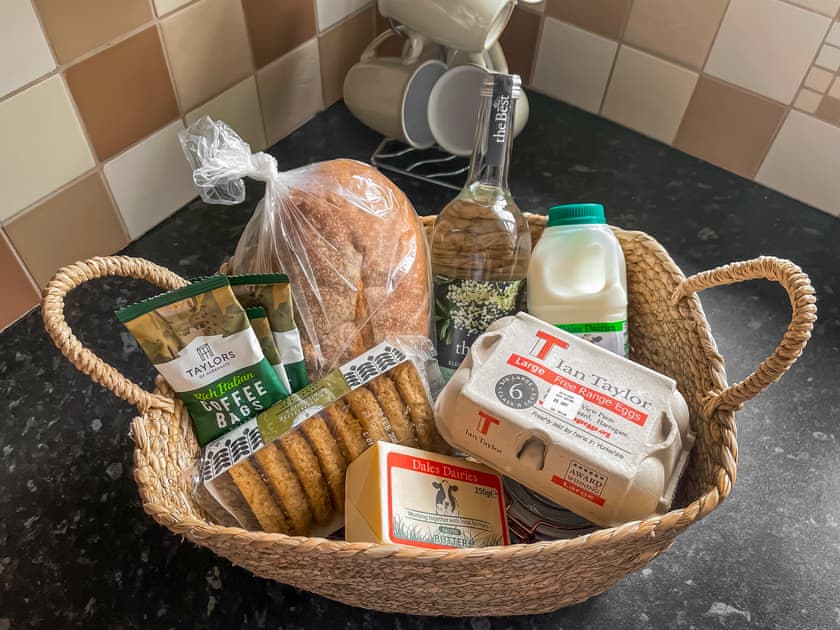 Welcome hamper full of local produce  | Pipit Cottage, Burnsall near Grassington