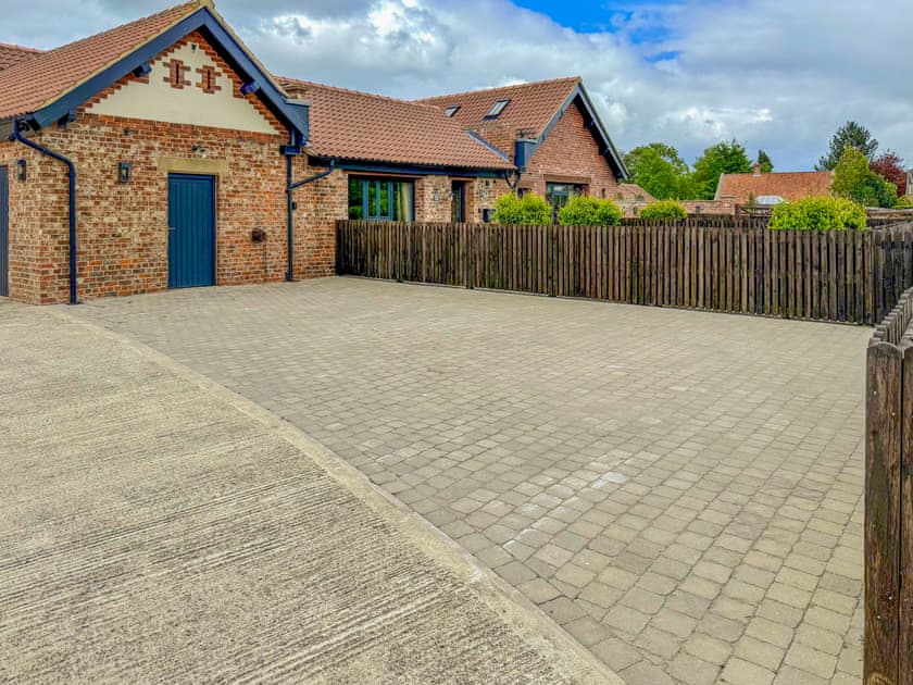 Parking area. Two spaces for Barn Owl Cottage. | Barn Owl Cottage - Home Farm Retreats, Kirk Hammerton, near York