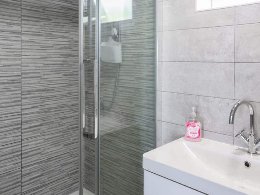 There is a slight step up to the shower  | Penally Heights Annex, Penally, near Tenby