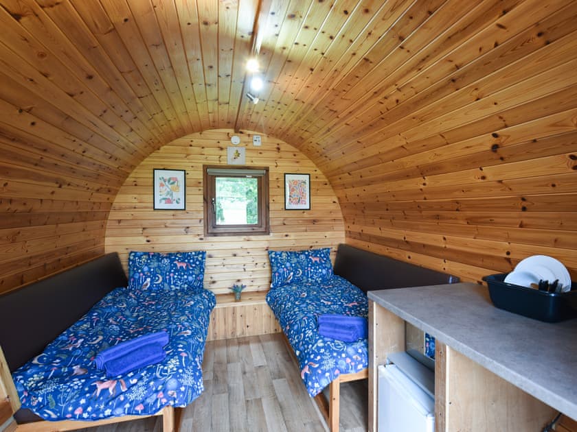 Open plan living space | Oak - Glamping Pod - Castle Farm Holidays Shropshire, Oswestry