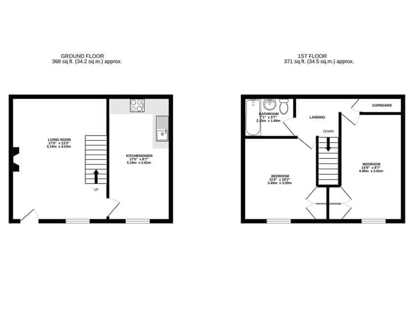 Floor plan | Mill Cottage - Keld Head Farm Holiday Cottages, Pickering