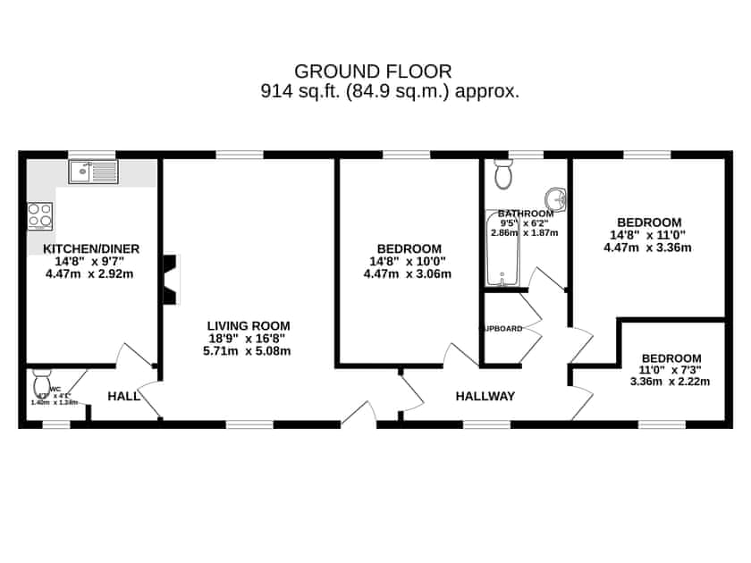 Floor plan | The Stables - Keld Head Farm Holiday Cottages, Pickering