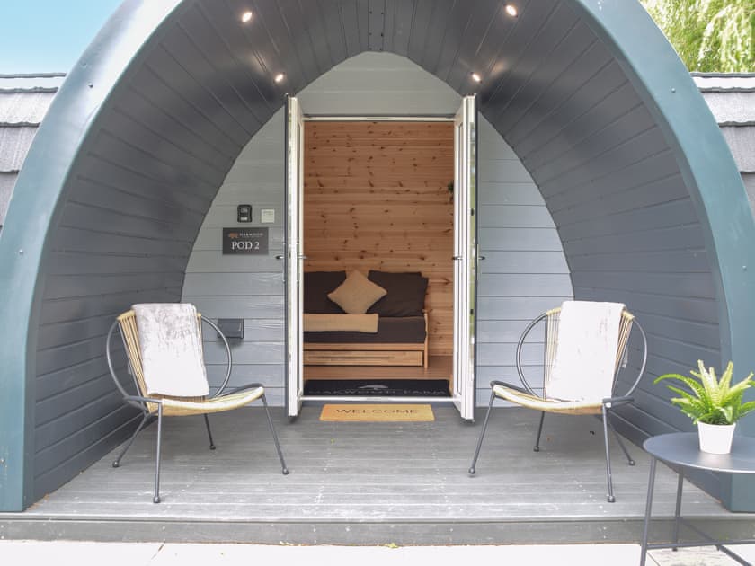 Sitting-out-area | Glamping Pod 2 - Oakwood Farm, Chester