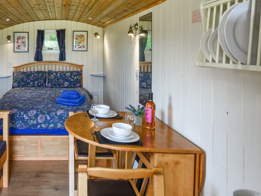 Open plan living space | Bluebell - Shepherd Hut - Castle Farm Holidays Shropshire, Oswestry