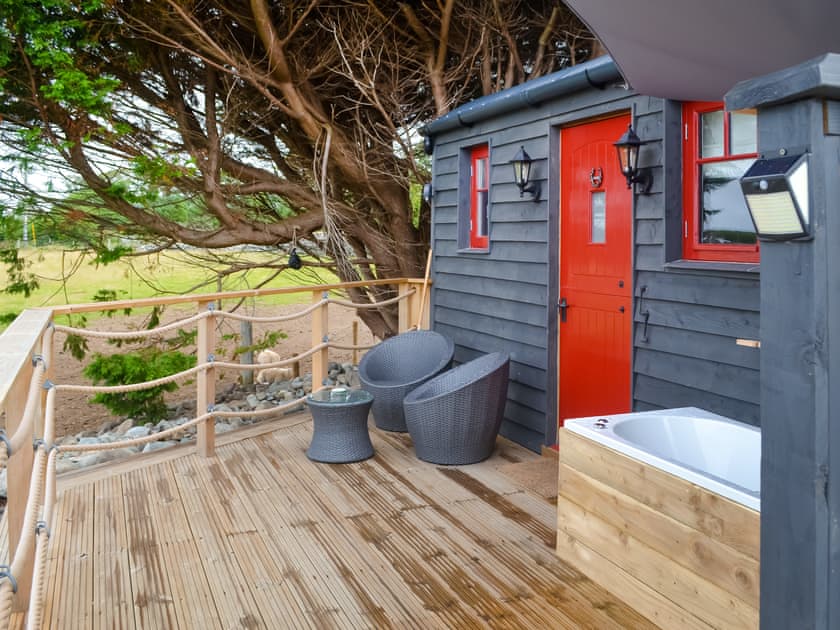Decking | Ty’r Bugail Shepherds Hut, Tal Y Bont, near Barmouth