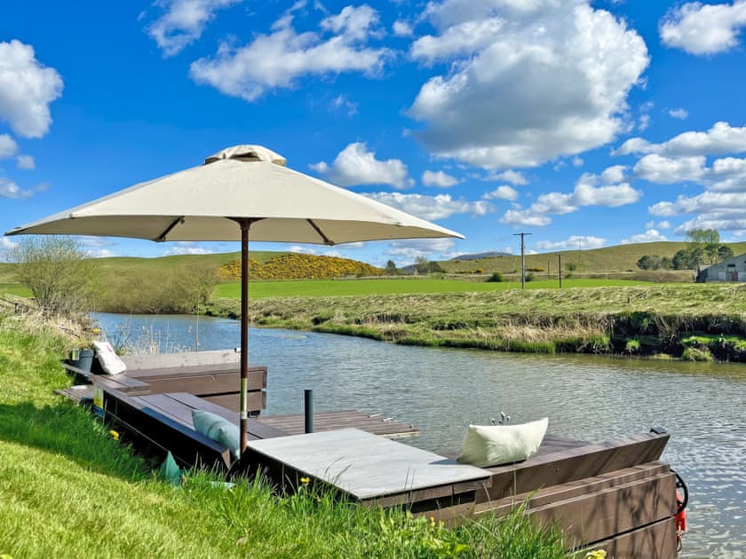 Sitting-out-area | Harperfield Chalet, Lanark