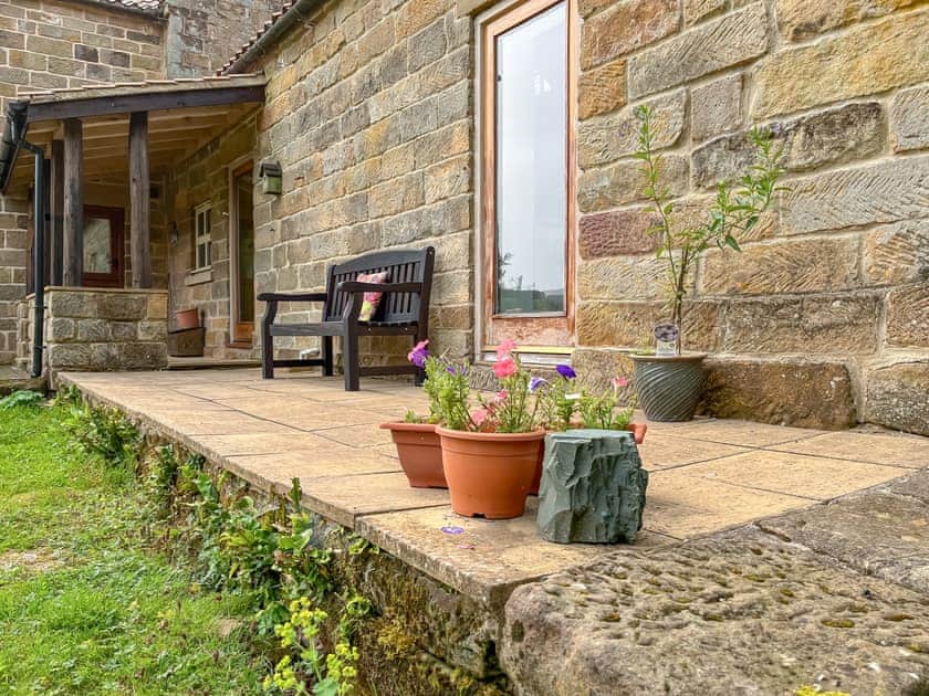 rear terrace | Crossbill Cottage, Chopgate near Stokesley