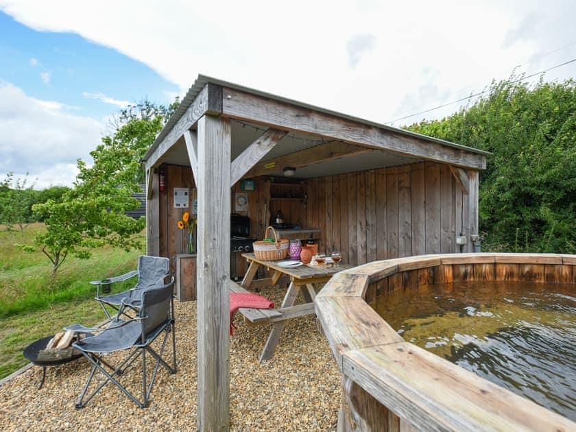 Patio | The Sheep Pod - Glampio Cae Pella, Welshpool