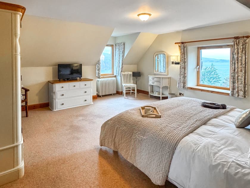 Main bedroom with stunning views | Rubha Lodge, Shieldaig