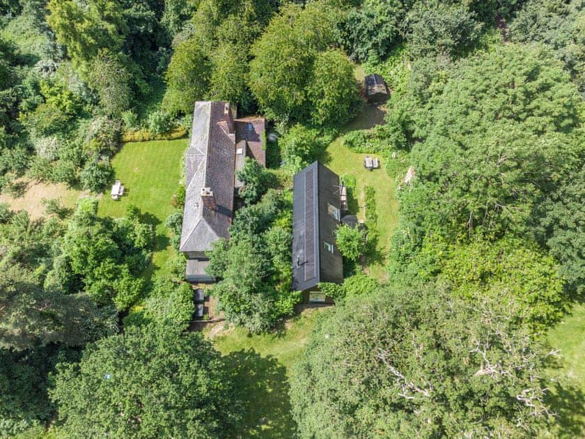 Drone shot showing studio and the main house | Croft Lodge Studio, Leominster