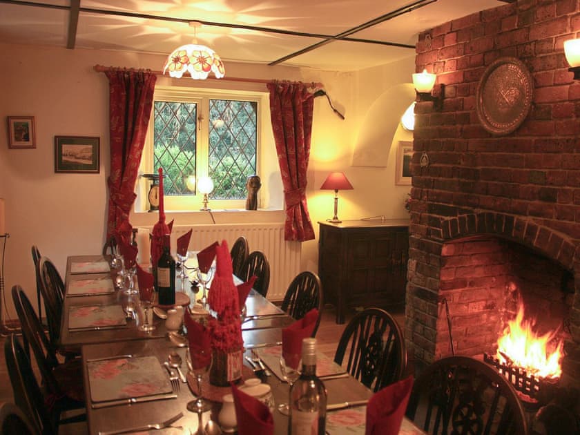 Dining Room with open fire | Churchview House, Winterbourne Abbas, near Dorchester