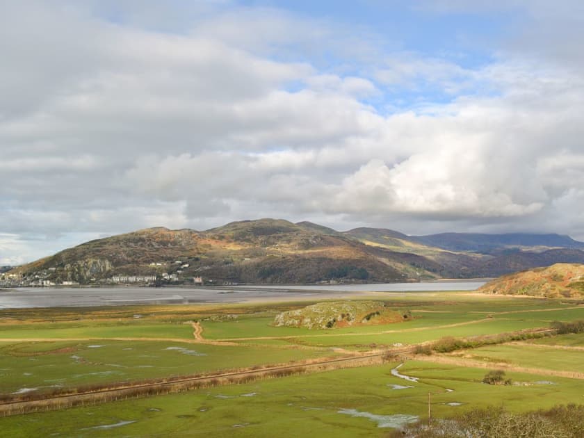 View from hill behind property showing Barmouth on the Mawddach estuary | Bwlchgwyn Equestrian Holidays, Arthog, nr. Fairbourne