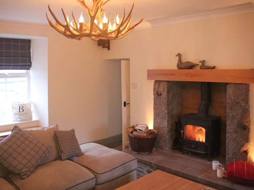 Cosy lounge with real wood-burning fire | Diamonds Laggan - Barwhillanty Estate, Parton, near Castle Douglas
