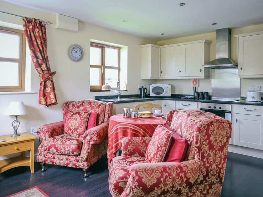 Open-aspect design with lounge, kitchen and dining areas | Carter’s Lodge - Millmoor Farm, Bickley, near Malpas