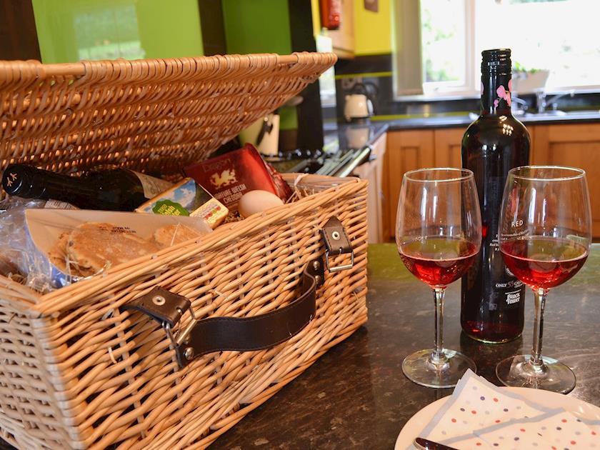 A basket of traditional Welsh goodies awaits the holidaymaker | Carreg Y Garth Isaf, Rhiwlas near Bangor