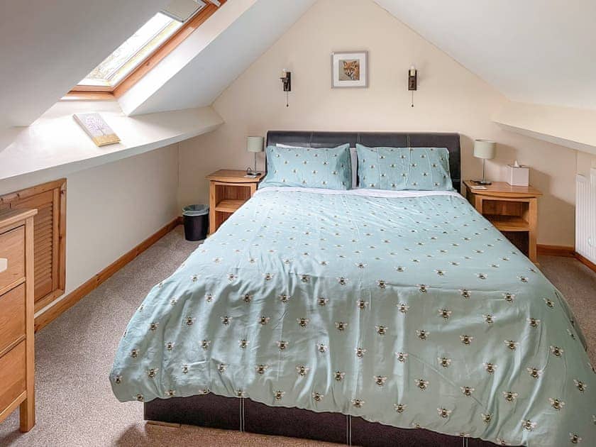 Comfortable doube bedroom with king size bed and Velux window | The Old Mill Annexe, near Hartington