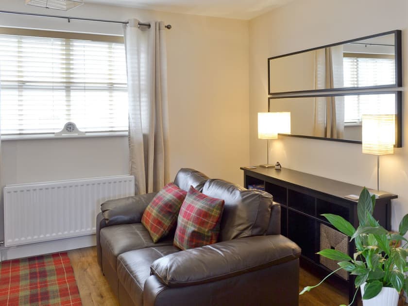 Stylish features within lounge | Peel Post Office Apartment, Peel
