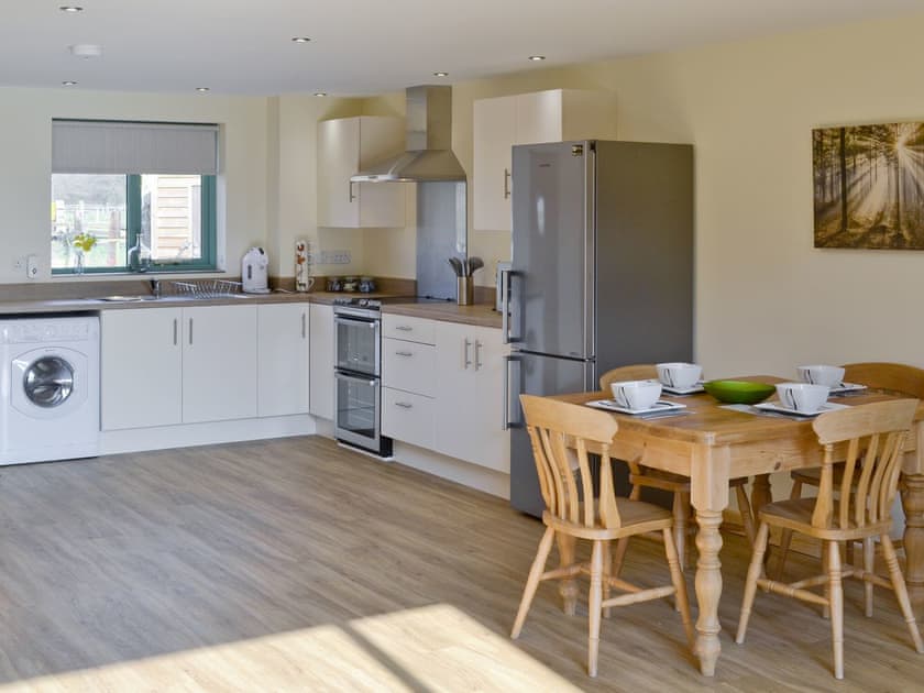 Convenient dining area and well equipped kitchen | Kingfisher Lodge - Springwater Lakes, Hainford, near Norwich