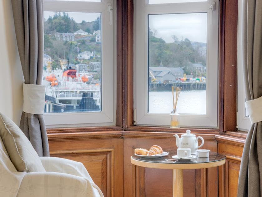 Enjoys stunning panoramic views over Oban Bay from the bedroom | Argyll Mansions, Oban